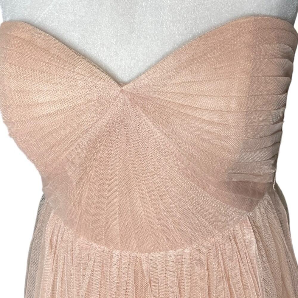 Jenny Yoo Strapless Blush Chiffon Maxi Dress Size 4 Bridesmaid Prom Fairycore - Picture 2 of 16